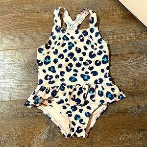From the UK! Pink Leopard Ruffle Swimsuit